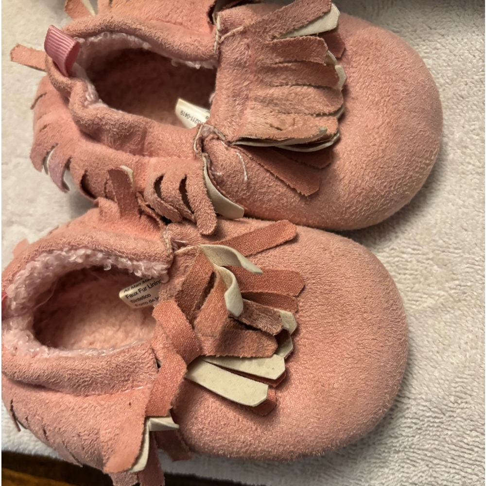 Pink suede moccasin